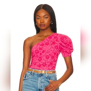 Free People Somethin Bout You Bodysuit (Small; Hot Pink Combo) Sz M